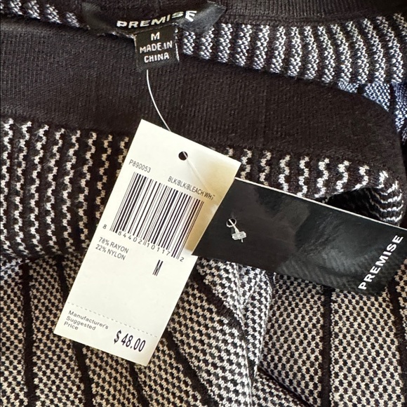 PREMISE Pullon Skirt Womens Size M Black White Striped A Line Knit Modern Chic - Picture 7 of 8